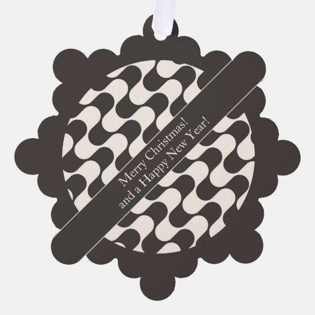 Abstract Waves Black and White with Text Ornament Karte (Vorderseite)