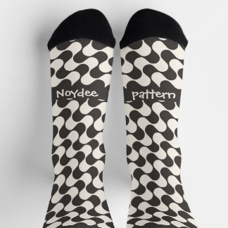 Abstract Waves Black and White with Text Socken
