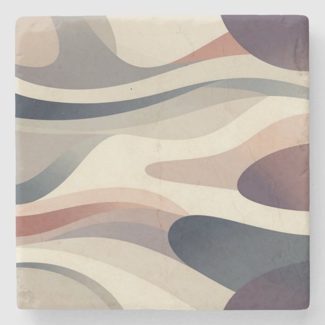 Abstract Waves Stone Coaster Steinuntersetzer (Vorderseite)