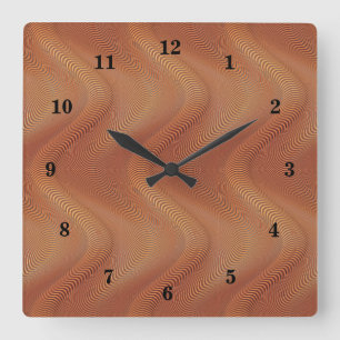 Abstract Wavy Art Wall Clock  Quadratische Wanduhr