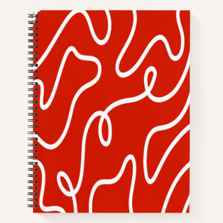 Abstract Wavy Line Art Bold Red Minimalist Pattern Notizbuch