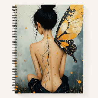 Abstract Whimsical Woman and Butterfly Notizbuch