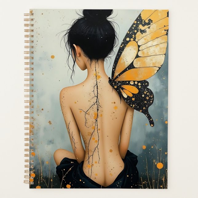 Abstract Whimsical Woman and Butterfly Planer (Vorderseite)