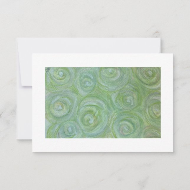 Abstract white and green roses hand-drawn notecard einladung (Vorderseite)