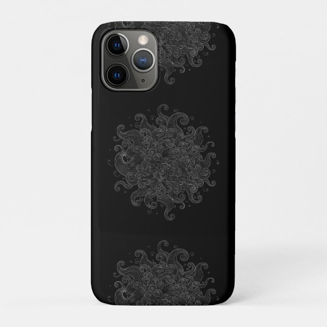 Abstract White Outline Waves Seamless Phone Case (Rückseite)