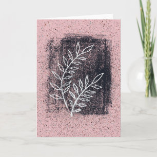 Abstract White Twig on Pink and Black Painting Karte