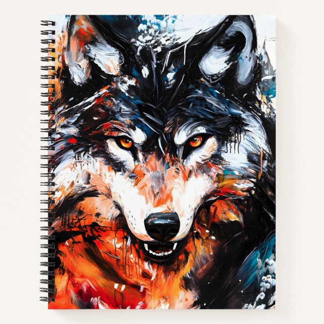 Abstract Wild Spirit Wolf Notizbuch (Vorderseite)