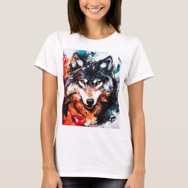 Abstract Wild Spirit Wolf T-Shirt (Vorderseite)