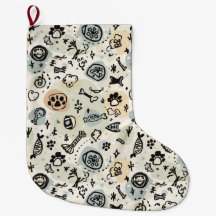 Abstract Winter Doodle Pet Stocking with Paw Print