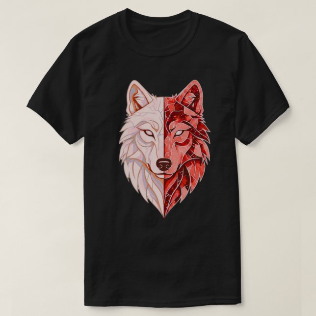 Abstract Wolf Identity | Dual Self Symbolic Modern T-Shirt (Design vorne)