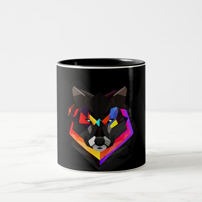 Abstract wolf mug zweifarbige tasse (Mittel)
