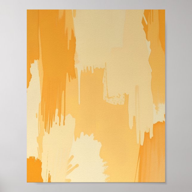 Abstract Yellow and Cream Paint Strokes  Poster (Vorne)