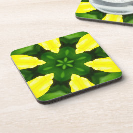 ABSTRACT YELLOW AND GREEN DRAWING. SAMER BRASIL. 3 GETRÄNKEUNTERSETZER