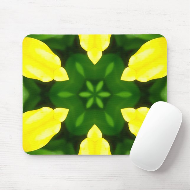 ABSTRACT YELLOW AND GREEN DRAWING. SAMER BRASIL. 3 MOUSEPAD (Mit Mouse)