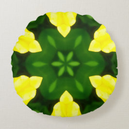 ABSTRACT YELLOW AND GREEN DRAWING. SAMER BRASIL. 3 RUNDES KISSEN