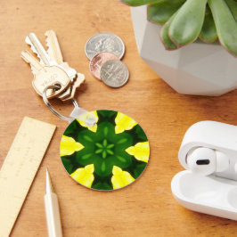 ABSTRACT YELLOW AND GREEN DRAWING. SAMER BRASIL. 3 SCHLÜSSELANHÄNGER