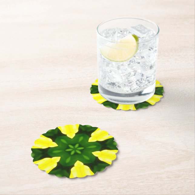 ABSTRACT YELLOW AND GREEN DRAWING. SAMER BRASIL. 3 UNTERSETZER (Vor Ort)