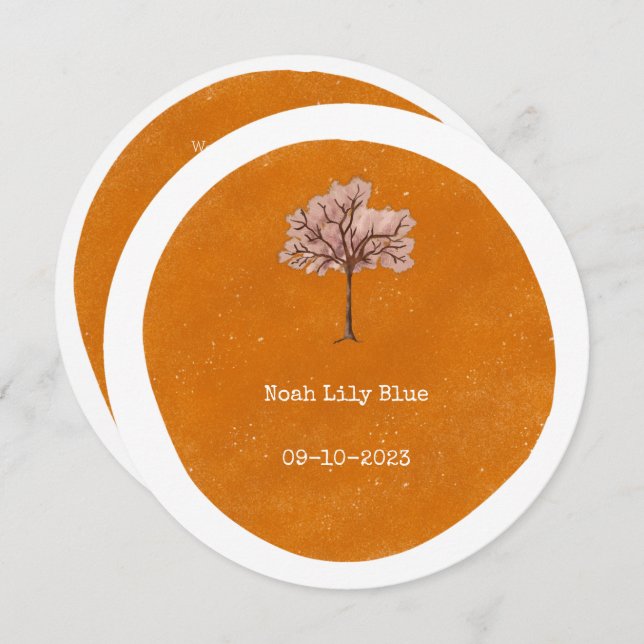 Abstract Yellow Circle Shape Pink Tree Card Einladung (Vorne/Hinten)