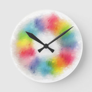 Abstract Yellow Orange Blue Green Pink Red Purple Runde Wanduhr