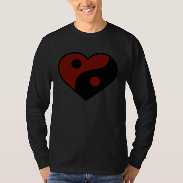ABSTRACT YIN YANG BLACK AND DARK RED PEACE SYMBOL T-Shirt (Vorderseite)