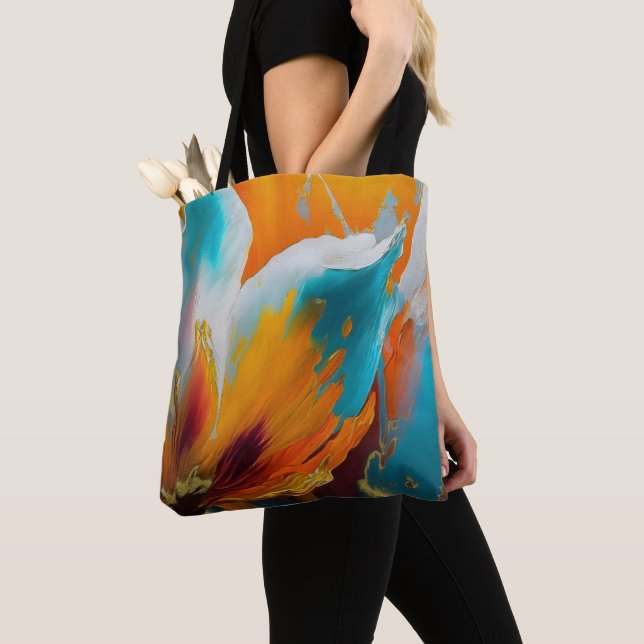 Abstracte Blüte in Orange und Teal (Von Nahem)