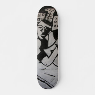 ABSTRACTER GITARRENSPIELER SCHWARZ WEISS SKATEBOARD