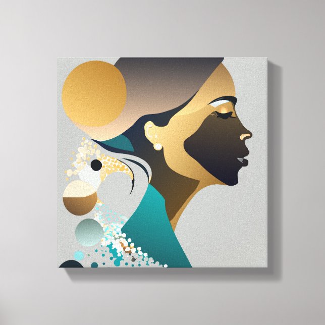 Abstrake Eleganz in Blaugrün und gold # 1 Leinwanddruck (Vorderseite)