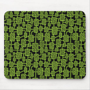 Abstrakt 041113 - Martian Green on Black Mousepad