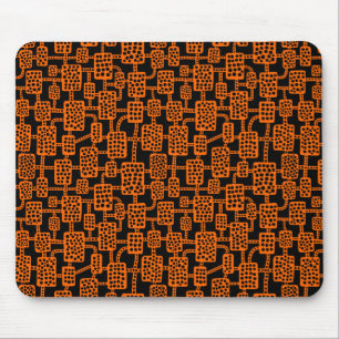 Abstrakt 041113 - Orange auf Schwarz Mousepad