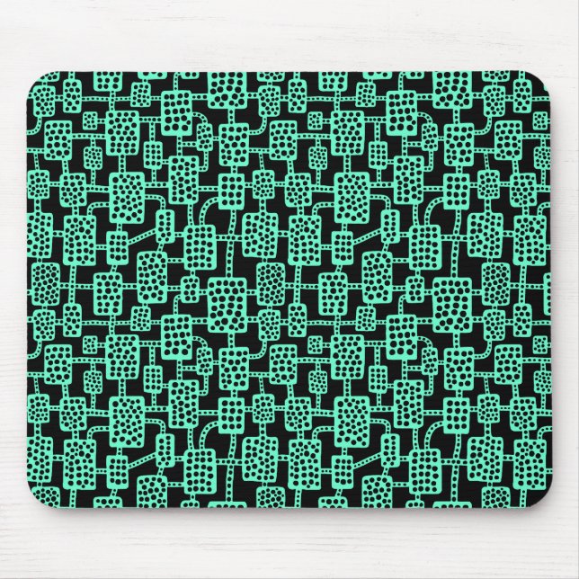 Abstrakt 041113 - Türkis auf Schwarz Mousepad (Vorne)