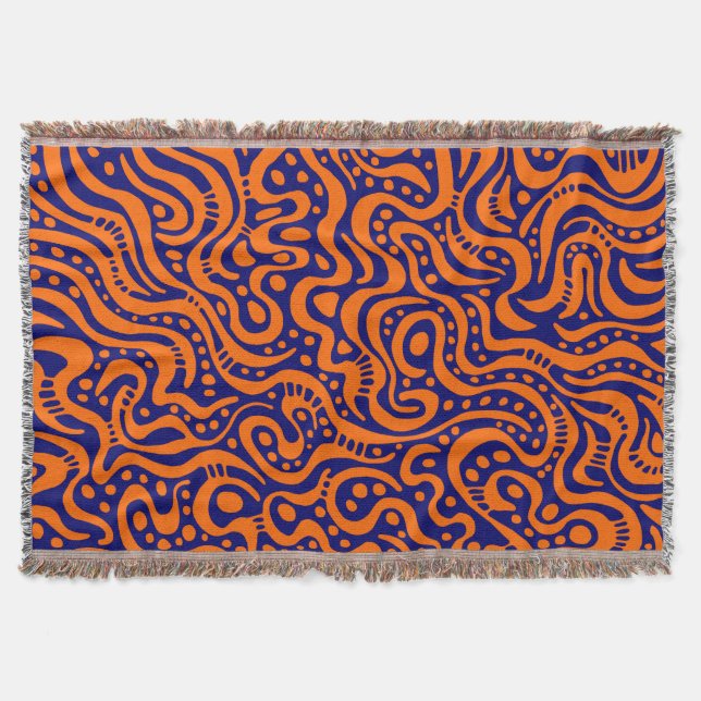 Abstrakt 041211 - Orange and Deep Navy Decke (Vorderseite)