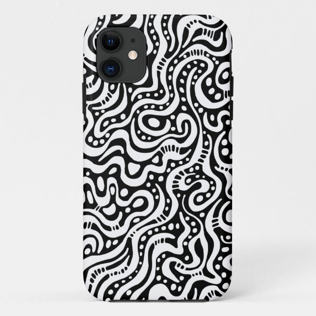 Abstrakt 041211 - Weiß auf Schwarz Case-Mate iPhone Hülle (Rückseite)