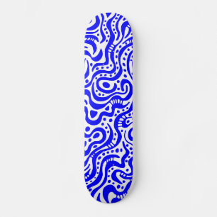 Abstrakt 041211v1 - Blau auf Weiß Skateboard