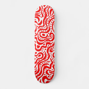 Abstrakt 041211v1 - Rot auf Weiß Skateboard