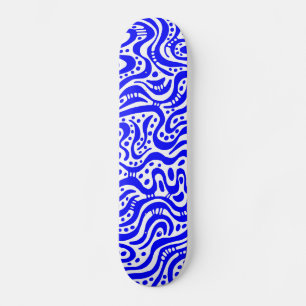 Abstrakt 041211v2 - Blau auf Weiß Skateboard
