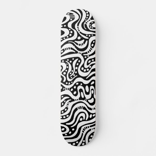 Abstrakt 041211v2 - Schwarz weiß Skateboard (Vorderseite)
