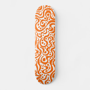 Abstrakt 041211v3 - Orange auf Weiß Skateboard