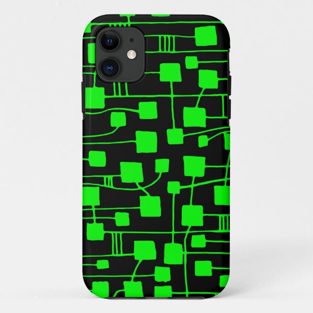 Abstrakt 111211 - Grün auf Schwarz Case-Mate iPhone Hülle (Rückseite)