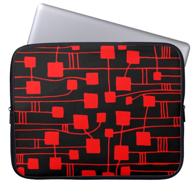 Abstrakt 111211 - Rot auf Schwarz Laptopschutzhülle (Vorderseite)