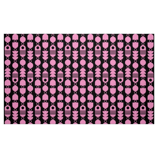 Abstrakt 140823 - Rosa auf Schwarz Stoff (Fat Quarter (45,7 x 55,9 cm))