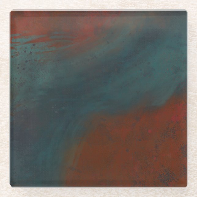 Abstrakt 1: Rot und Blues Glasuntersetzer (Vorderseite)