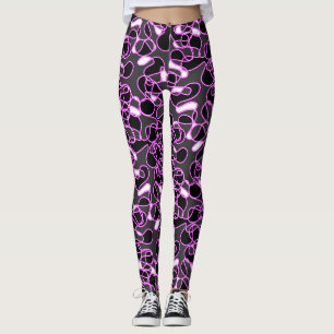 Abstrakt 290523 Schwarz, Magenta und Weiß Leggings