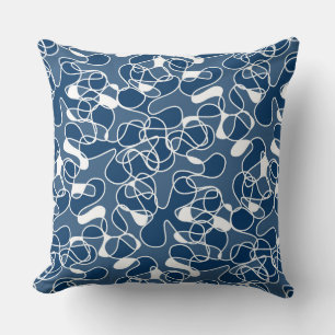 Abstrakt 290523 Shibori Blau und Weiß Kissen