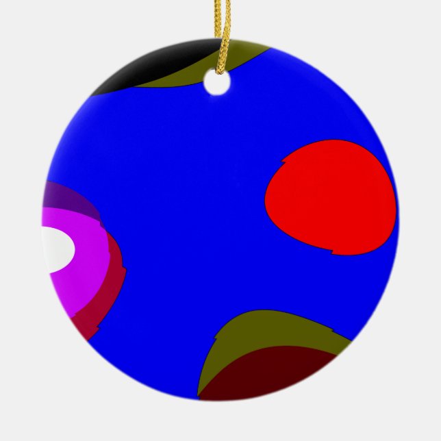 Abstrakt 309 - Blue Red Black Lila Keramik Ornament (Vorne)