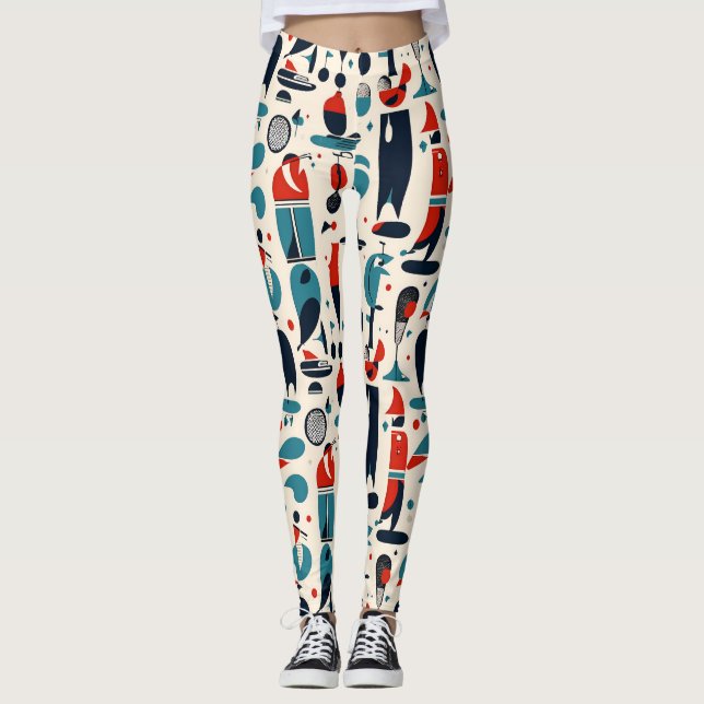 Abstrakt 50er Golf Pattern Leggings (Vorderseite)