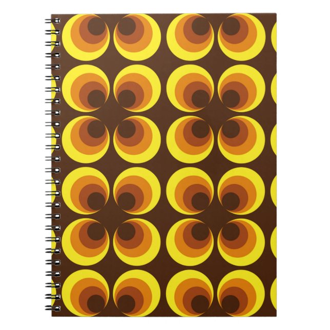 Abstrakt. 60er farbloses nahtloses Muster, Retrost Notizblock (Vorderseite)