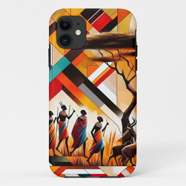 Abstrakt African Art Masai Geometric Case-Mate iPhone Hülle (Rückseite)