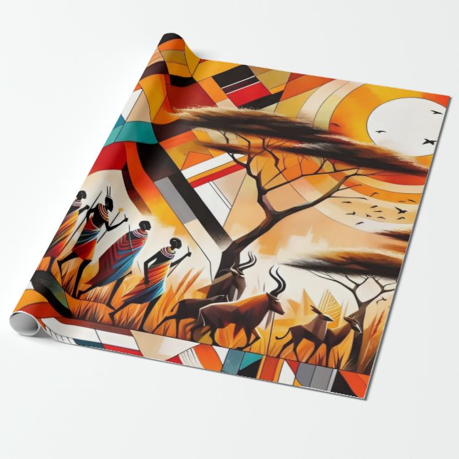 Abstrakt African Art Masai Geometric Geschenkpapier (Ungerollt)