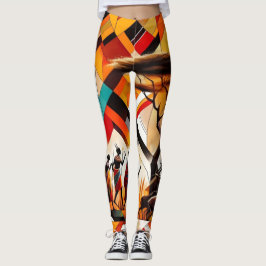 Abstrakt African Art Masai Geometric Leggings