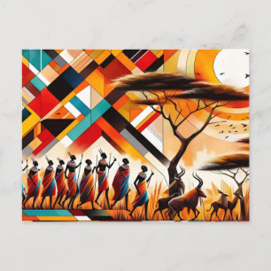 Abstrakt African Art Masai Geometric Postkarte